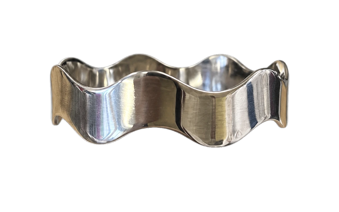 Polished silver wavy cuff bracelet