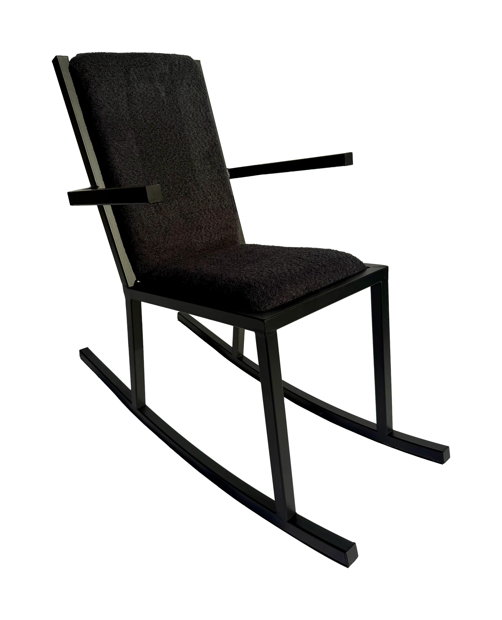 Steel rocking chair, with upholstered seat and back